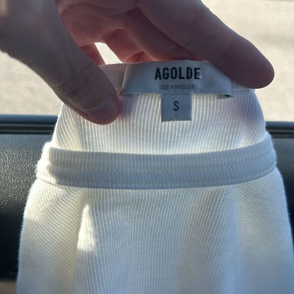 NWT AGOLDE Relaxed Rib Tee In White Crew Neck Basic - Picture 4 of 5